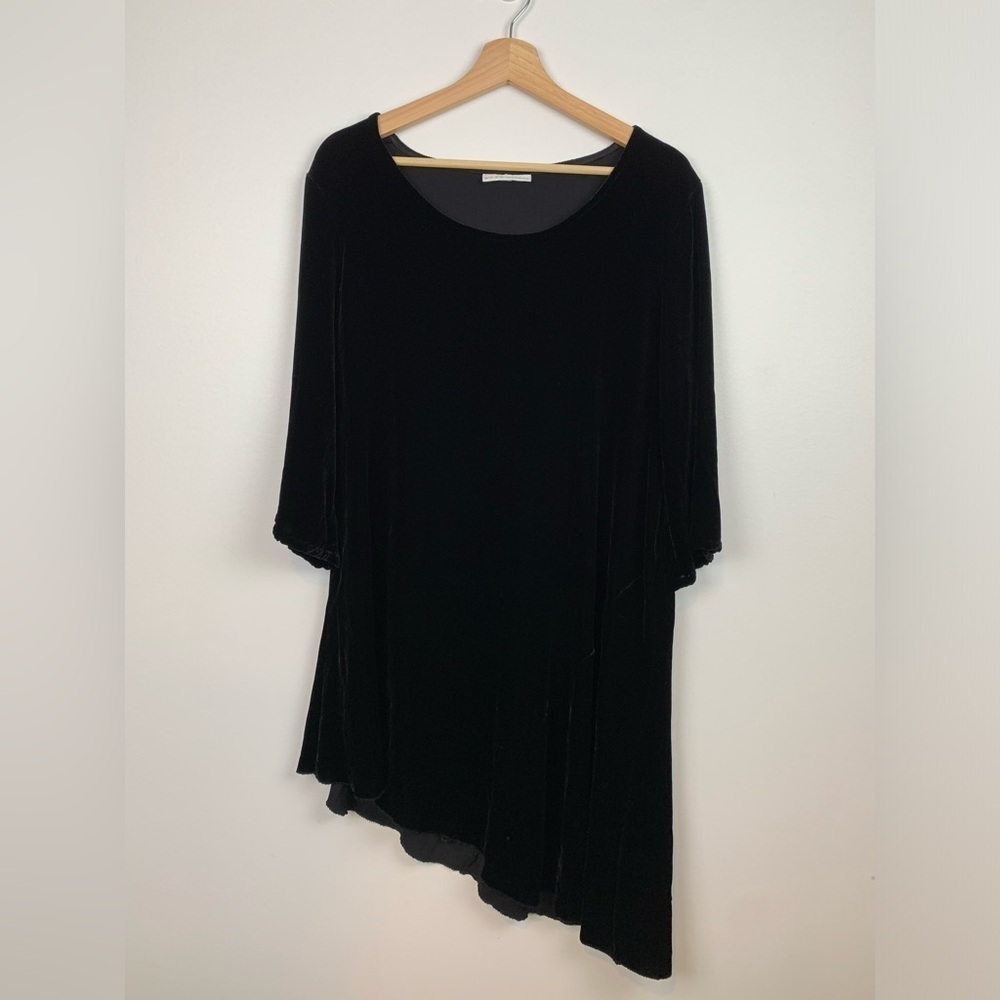 Bryn Walker Dress Black Velvet Asymmetrical Long Sleeves Size Small Witchy Y2K